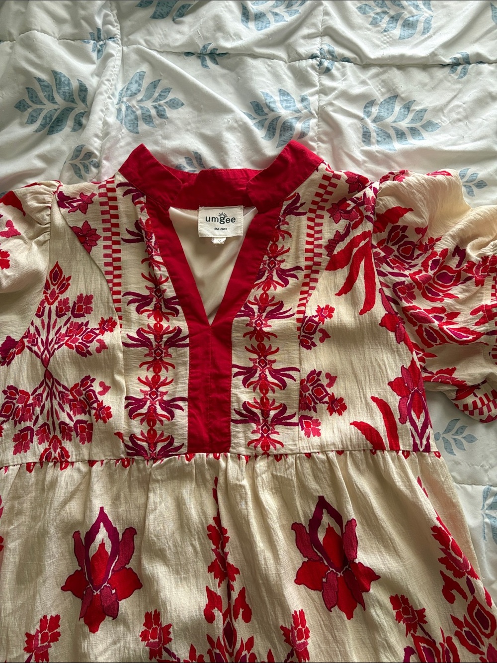 Umgee Cream & Raspberry Mini Dress - Picture 4 of 4